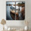 «Coastal Boat Charm In Autumn» - art mural nautique gris
