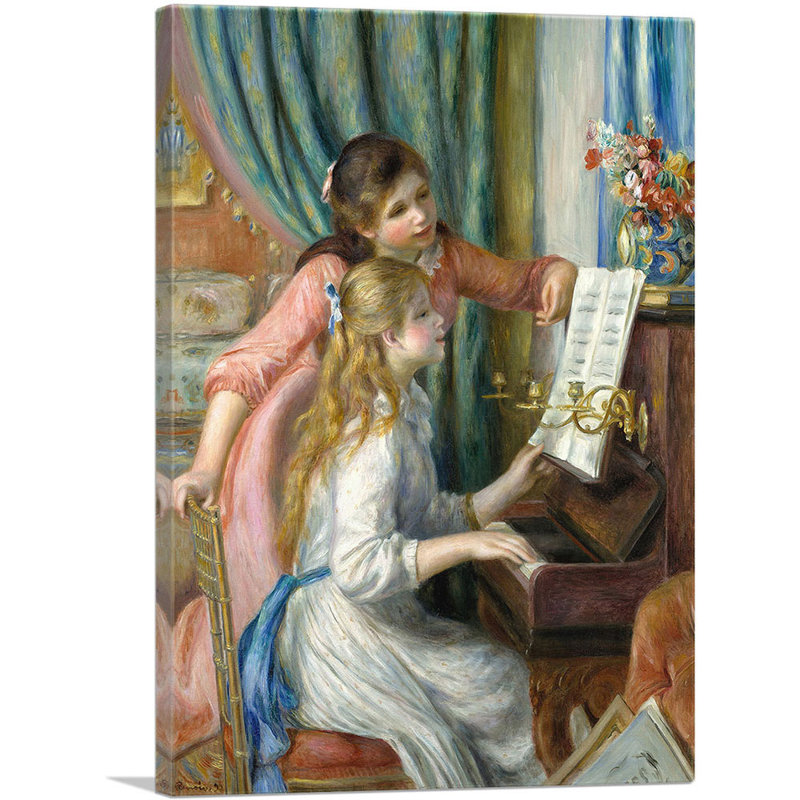 Deux jeunes filles au piano, 1892 par Pierre-Auguste Renoir, reproduction d'art sur toile tendue, H 26 po x l 18 po x 1,5 po