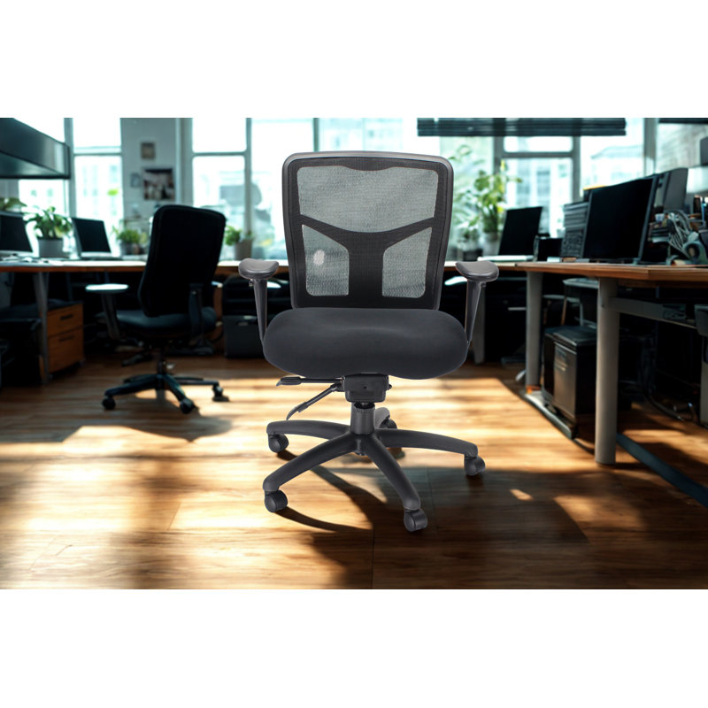 Chaise de bureau ergonomique en Y avec dossier en filet et dossier réglable, Noir