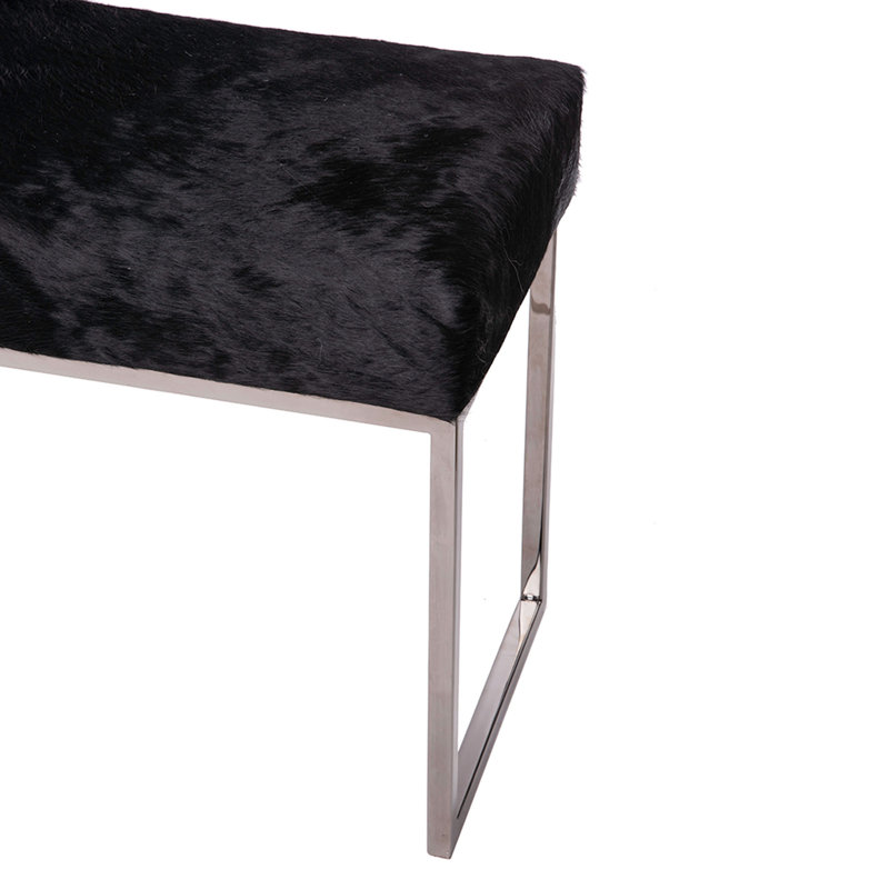 Upholstered Cowhide Bench, Silver