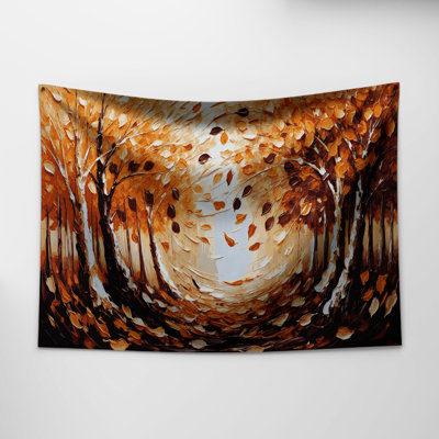 Tapisserie murale d'Halloween feuilles d'automne et arbres