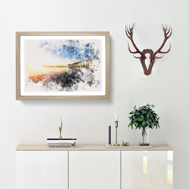 Pier in San Diego - Framed Print, 62cm H x 87cm W x 2cm D, Oak Framed