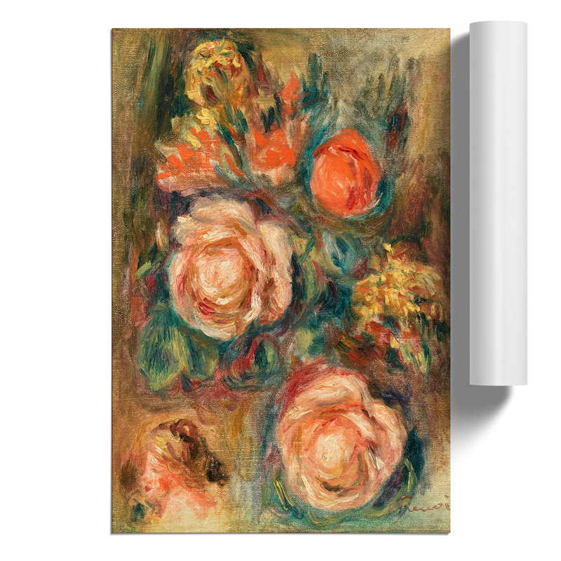 Bouquet of Roses by Pierre Auguste Renoir - Frameless Print, 30cm H x 21cm W x 0.1cm D