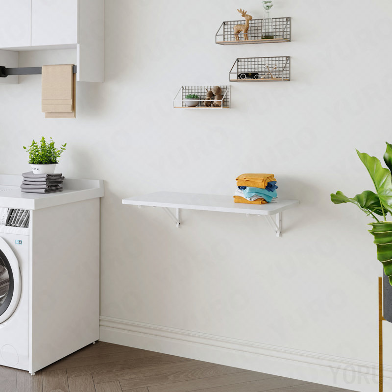 Wall-Mounted Folding Table - Fold-Down, Small Space - White