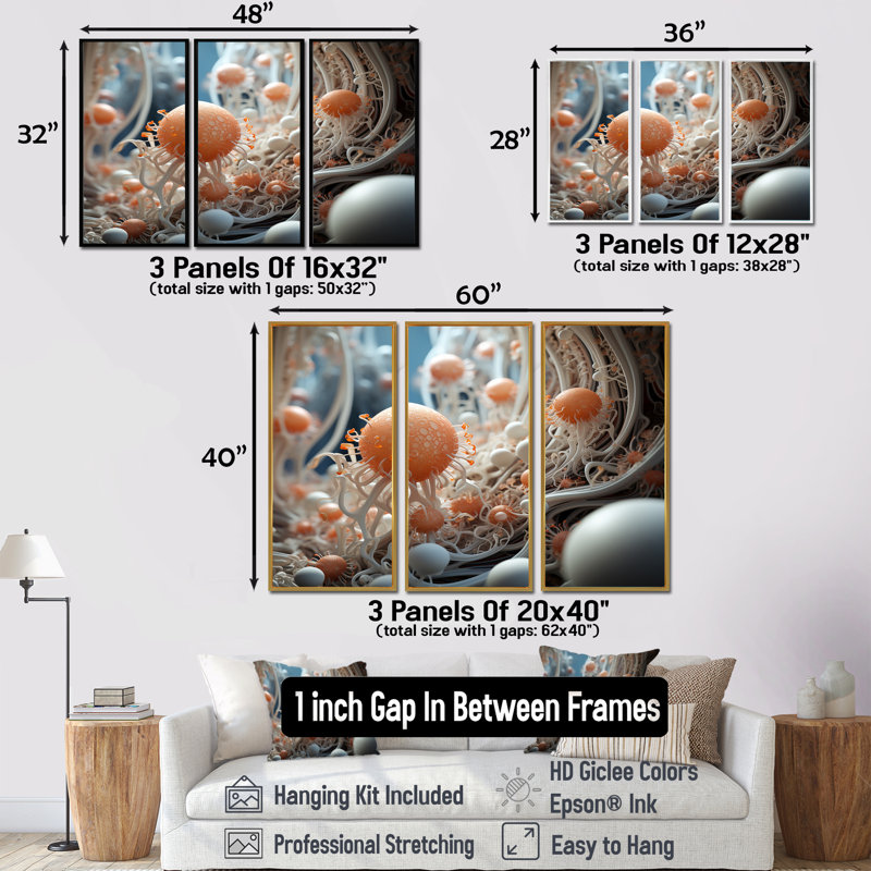Conola - Abstract Landscape Wall Art Set, Gold Floater Framed, 32" H x 48" W x 1" D