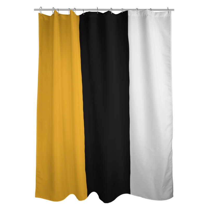Rideau de douche rayé Boston, Jaune / Noir / Blanc, Oui