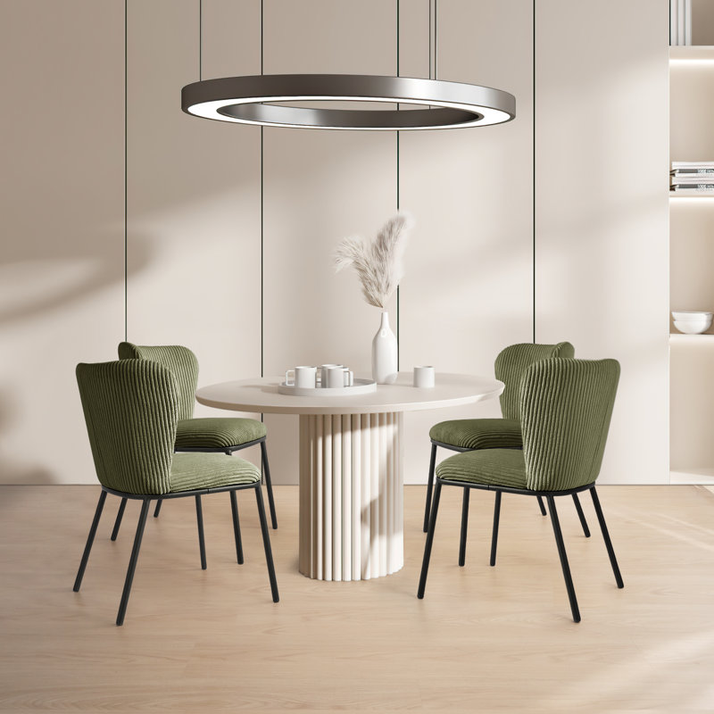 18.8'' H Tufted Fabric Upholstered Metal Side Chair, Green