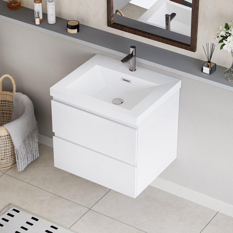 30" Floating Bathroom Vanity With Sink, White