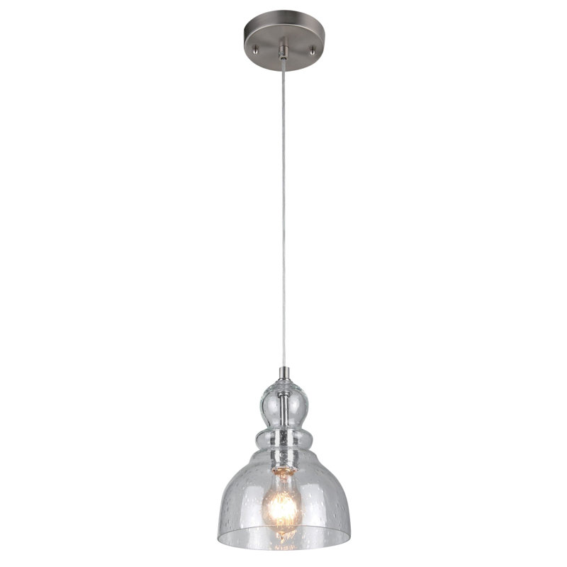 Lomita 1 - Light Single Bell Pendant, Brushed Nickel, 9" H x 7" W x 7" D, No