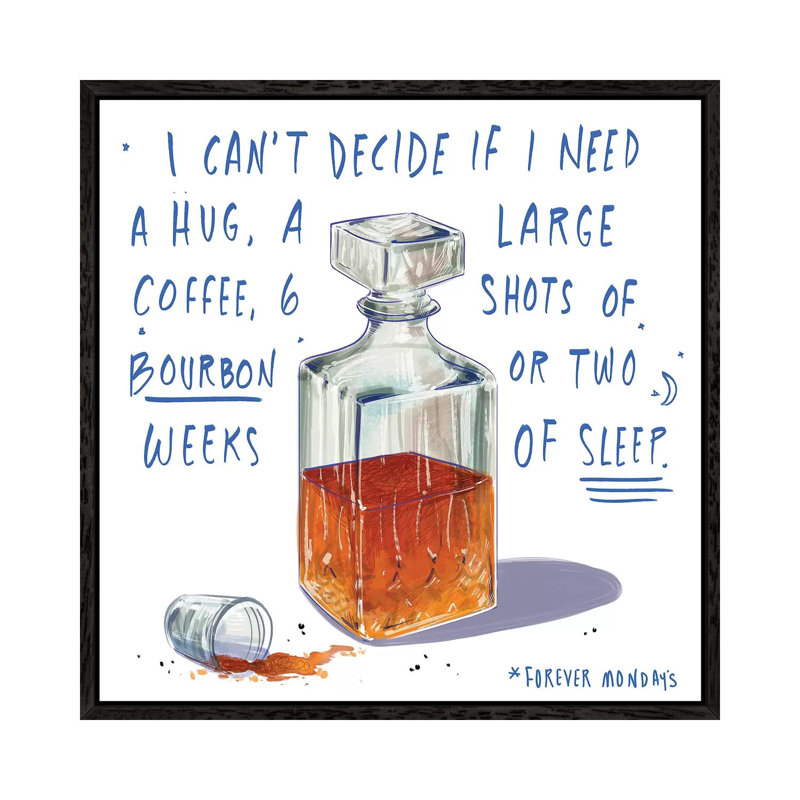Mondays 1 Piece Wall Art on Canvas, 93.98 cm H x 93.98 cm W, Black Framed