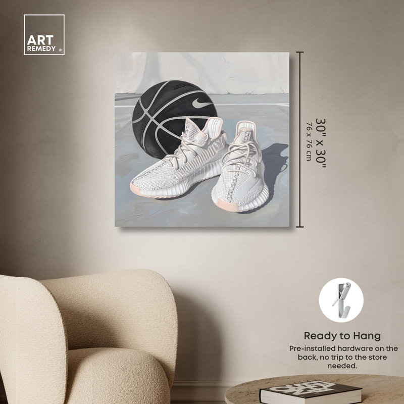 Light Grey 30" x 30" Wrapped Canvas Sports Art Print