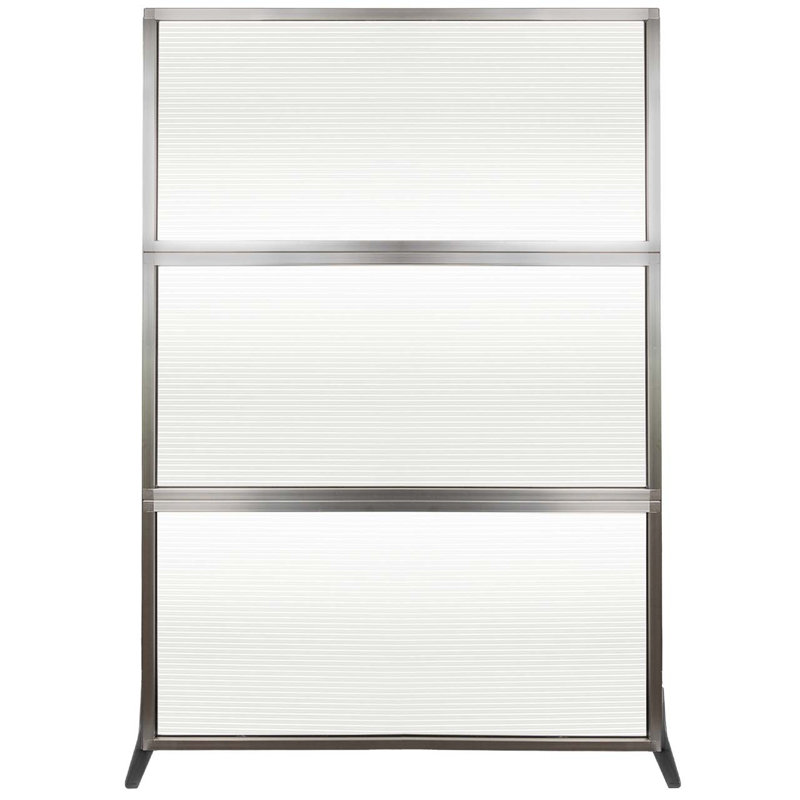 Cloison portative 6 pi Medipanel - Garniture argentée, H 72 po x l 48 po x P 15 po, Transparent cannelé