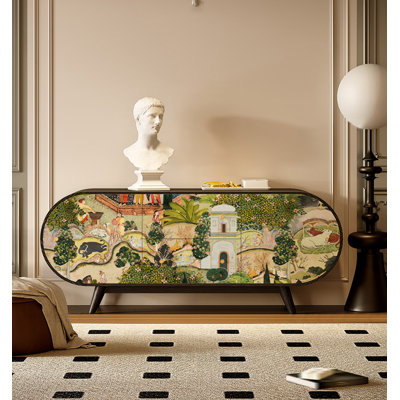 Buffet en bois massif de style français peint