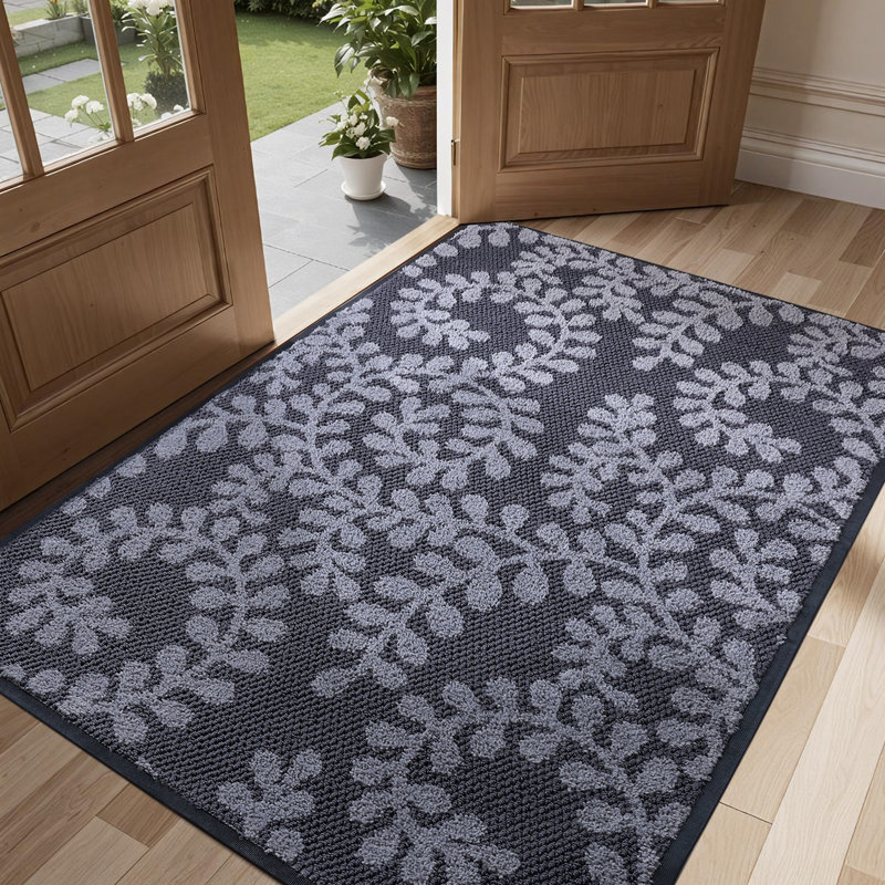Floral Outdoor Indoor  Dirt Resistant Absorbent Non-Slip TPE Backing and Washable Low-Profile Indoor Mats for Entry,Kitchen,Garden