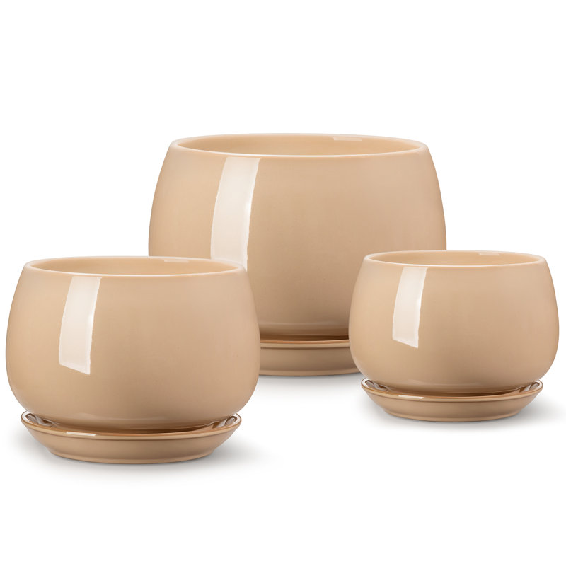 Ceramic Pot Planter, Brown, 25cm H x 22cm W x 5cm D