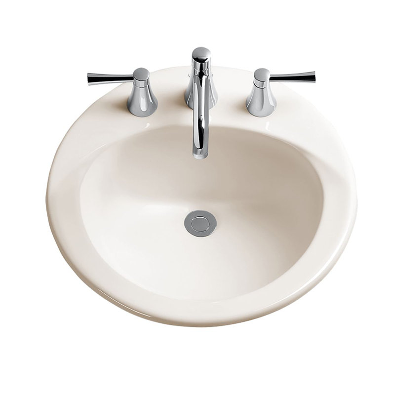 Lavabo de salle de bain encastré rond à rebord auto-encastré TOTO® Ultimate® avec ce FiONtect ™ pour robinets centraux de 4 pouces, beige Sedona