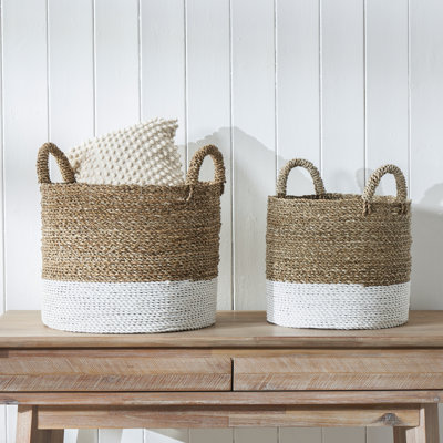 Hand Woven Wicker Laundry Hamper with Handles