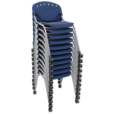 Regency Rico Classroom Training Mobile Stack Chair Armless - Navy Blue - 11 Pack