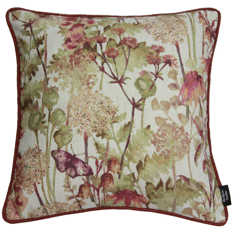 Stouffville Floral Square Cushion, 43cm x 43cm, Cushion Cover, Spice