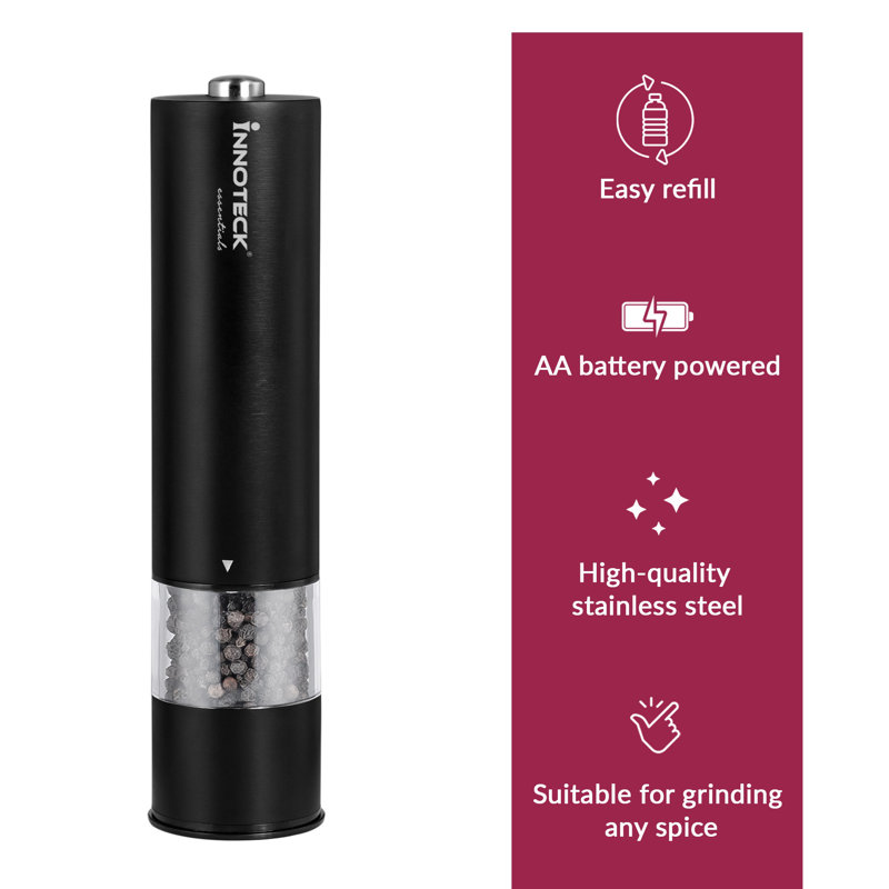 Brand Innoteck Essentials Battery Powered Salt & Pepper Mill Set, Black