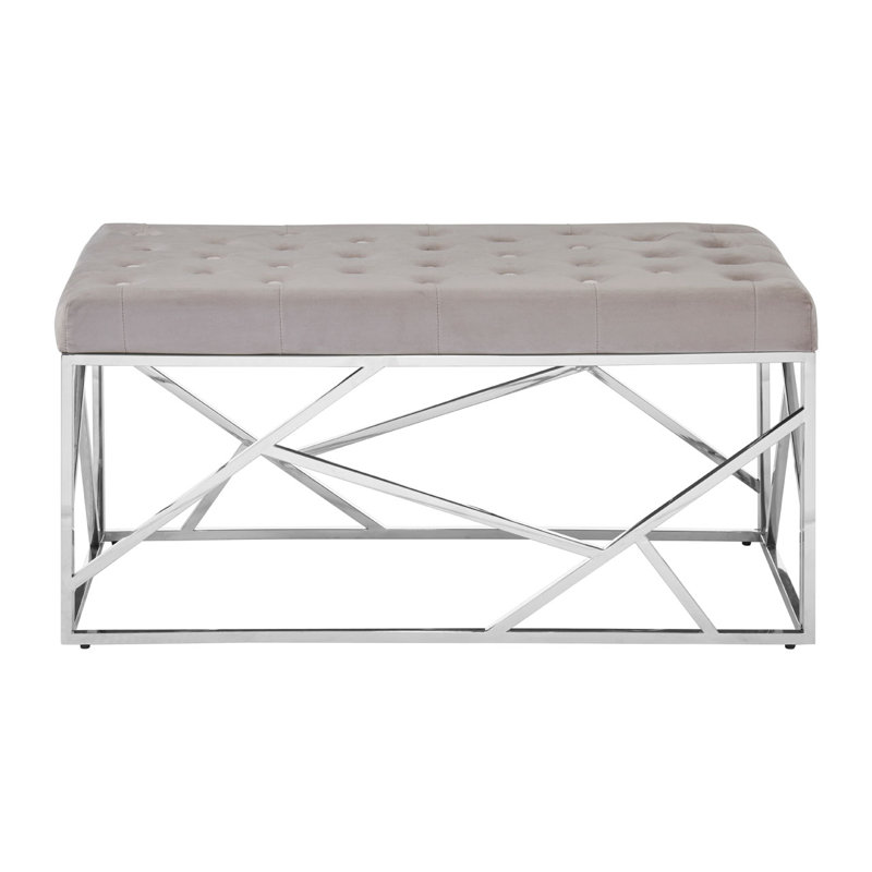 Redd Velvet Upholstered Bench, Mink, Silver