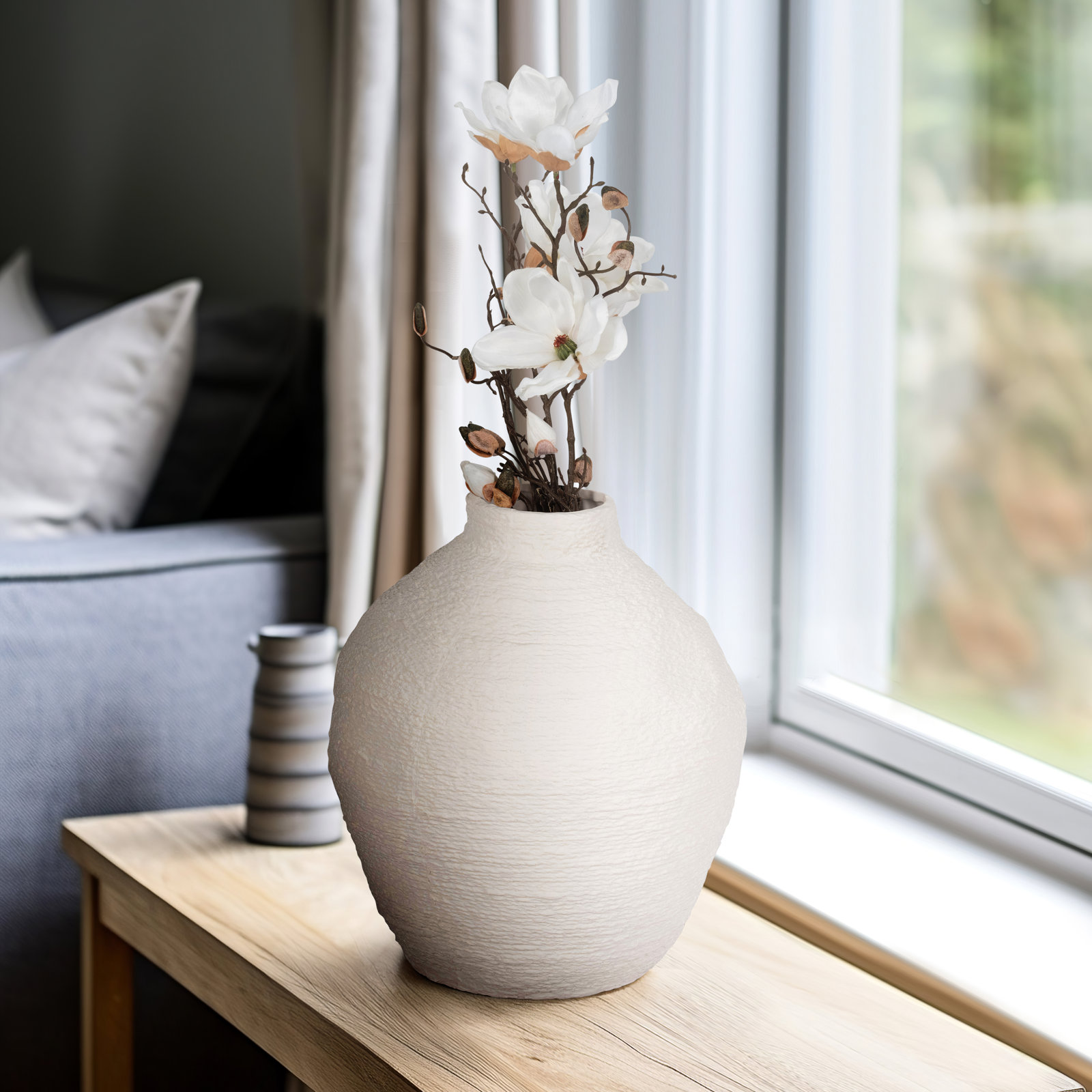 Naylor Ceramic / Porcelain Table Vase, 12" H x 10" W x 10" D, White