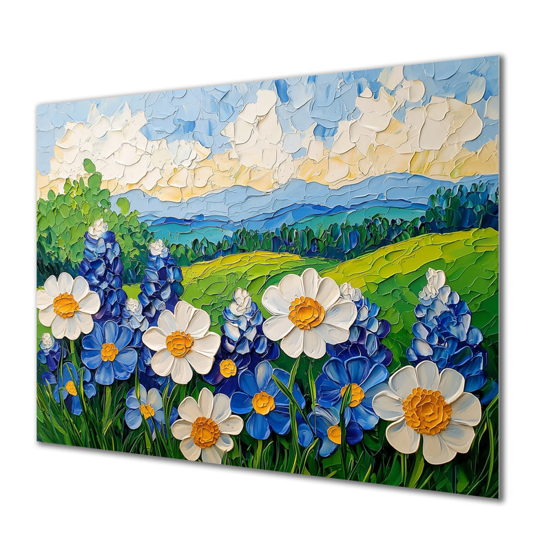 Texas Bluebonnet Field II - Paysages, impression sur métal, H 16 po x l 32 po