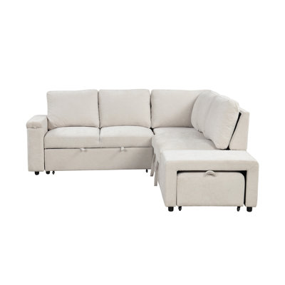 U_STYLE  L-Shaped Padded Modular Sofa With Storage Space