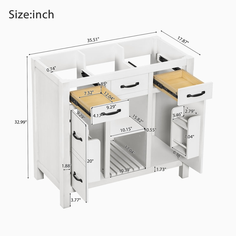Base de meuble-lavabo simple 35,51 po seulement, Gris