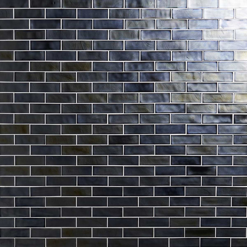 Magico 12x12 Iridescent Polished Glass Mosaic Tile, Night Black