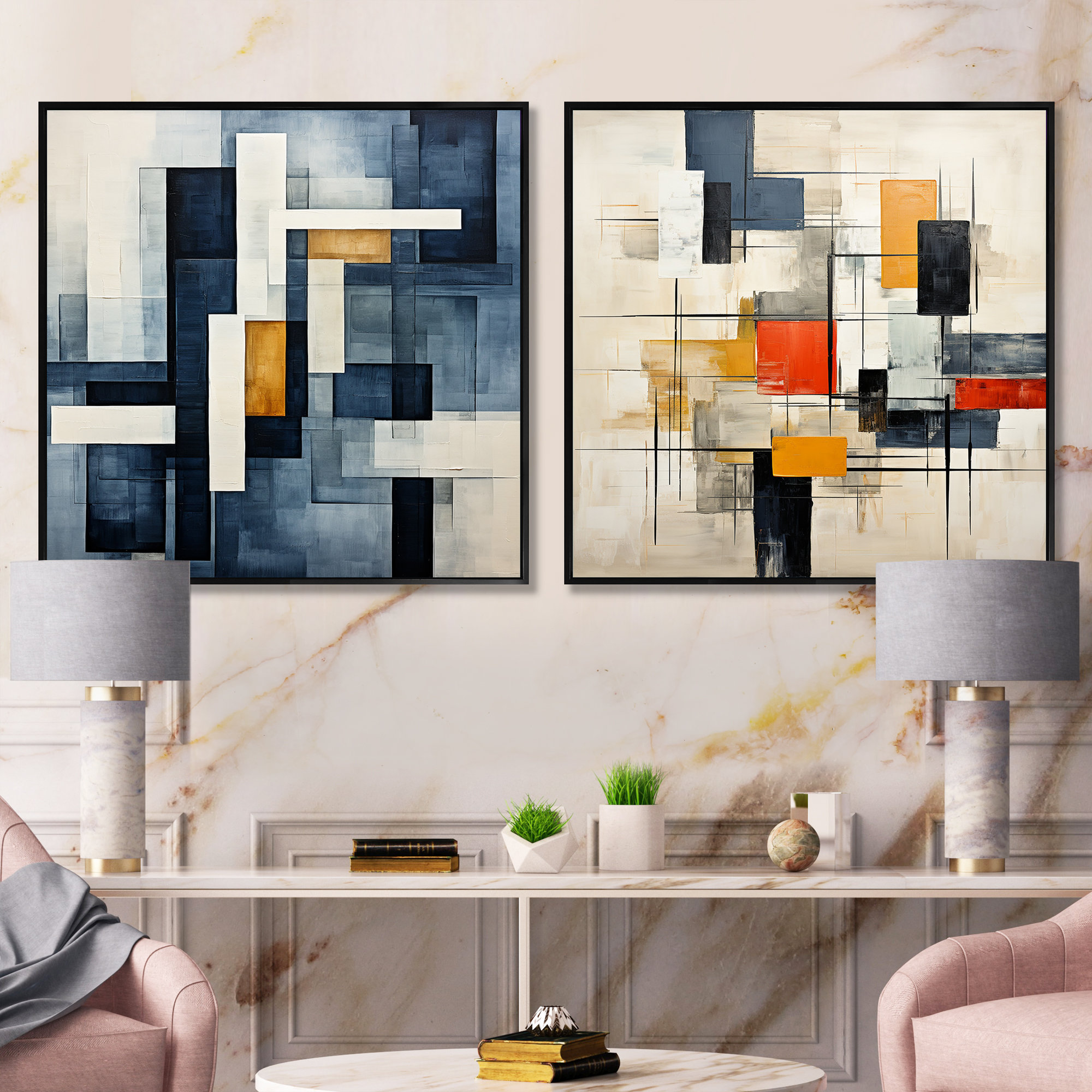 Design Art Indigo Illusion Abstract Shapes III - Abstract Shapes Square ...