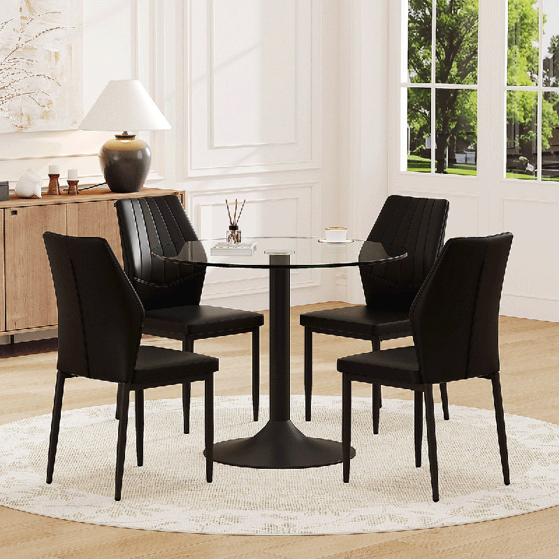 Ensemble de table de salle à manger 35 po, table de cuisine moderne et chaises pour petits espaces, Noir