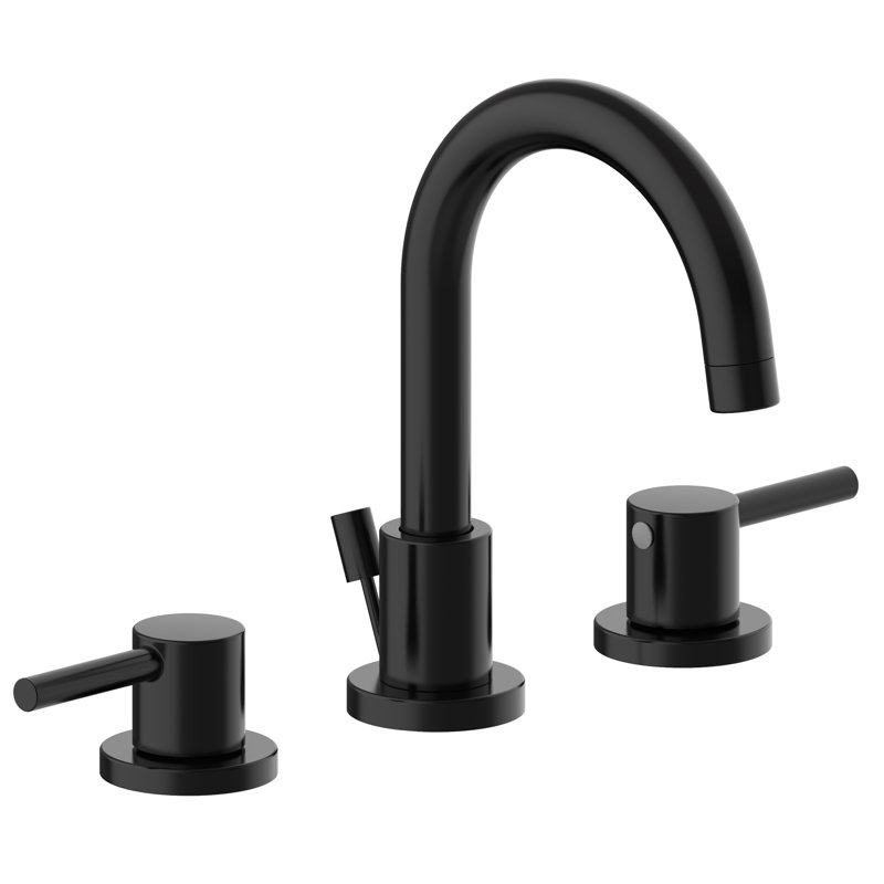 Robinet de salle de bain à large entraxe avec bonde Eastport II, Noir mat