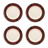 Christmas Tree TARTAN DINNER PLATE 10.5" SET OF 4