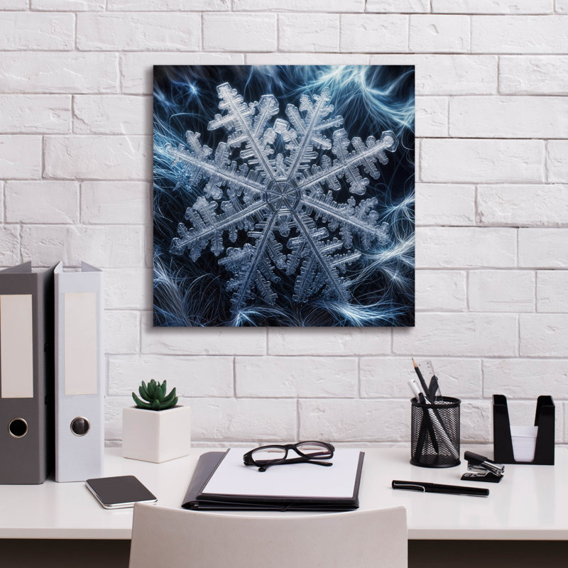  «Snowflake 4» par Rey Klimt, art mural sur toile, H 18 po x l 18 po x P 0,75 po