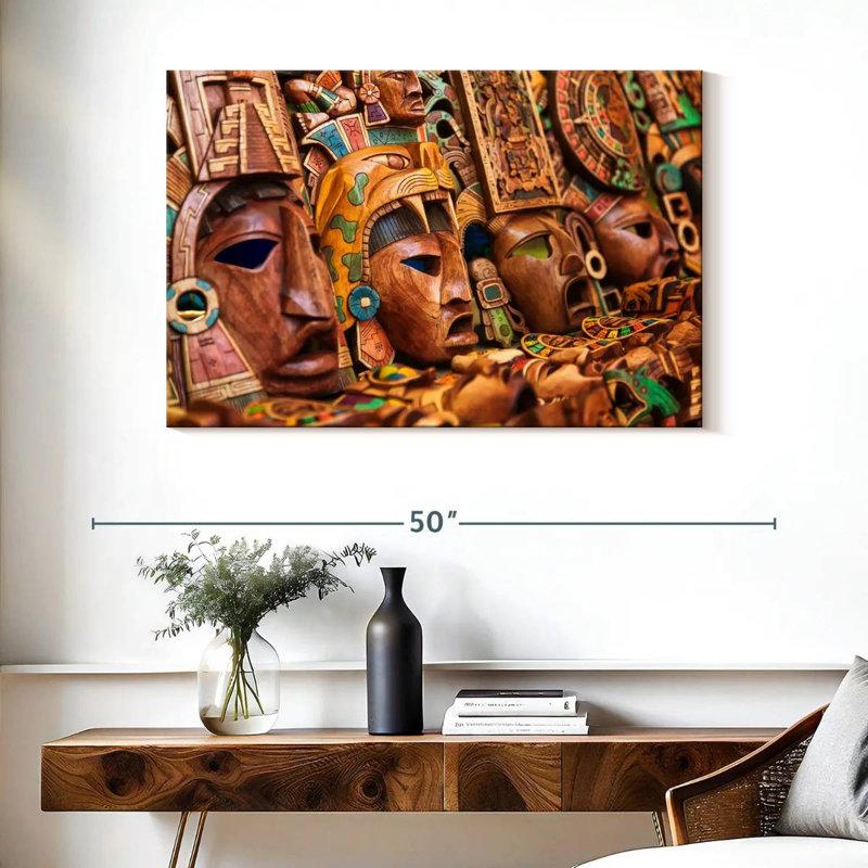 Bois sculpté mexicain, H 26 po x l 39 po