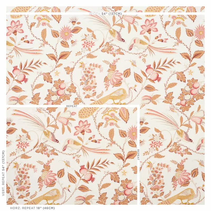 Papier peint campagne, Rose / ocre