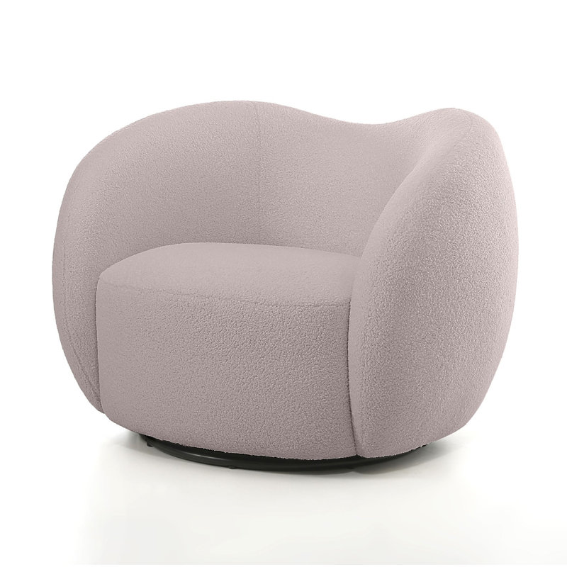 Upholstered Barrel Chair, Pink Wool