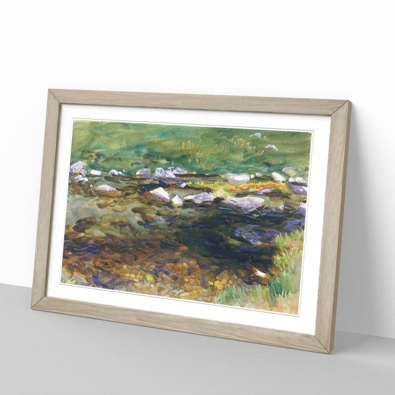 Brook and Meadow by John Singer Sargent - Picture Frame Painting, Oak, 27cm H x 36cm W x 2cm D