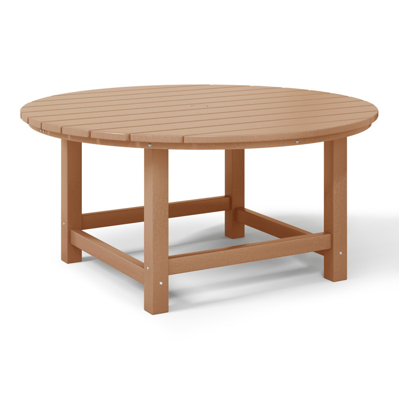 Laguna Outdoor Poly Adirondack 38" Round Coffee Table, Light Brown