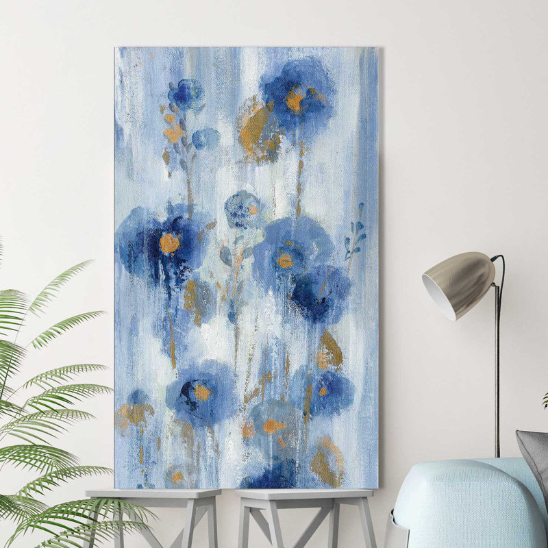 «Seaside Flowers I VERT», reproduction de peinture à l'acrylique sur toile, H 63,5 po x l 39,5 po x P 2 po