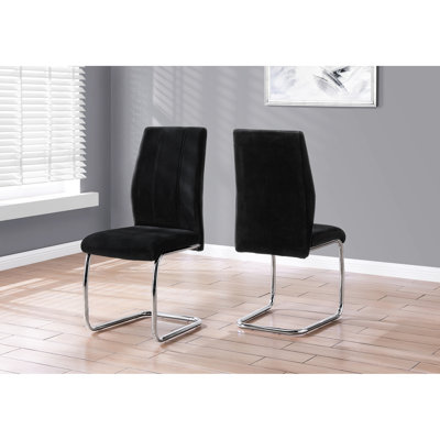Chaises de salle à manger rembourrées 2, revêtement en velours noir, base en métal robuste, hauteur 39 po pour chaise Pleasant Environment 2, avec velours, grande cuisine et