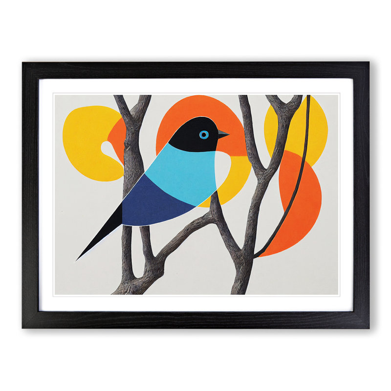 Serene Abstract Bird - Framed Print, Black , 25cm H x 34cm W x 2cm D