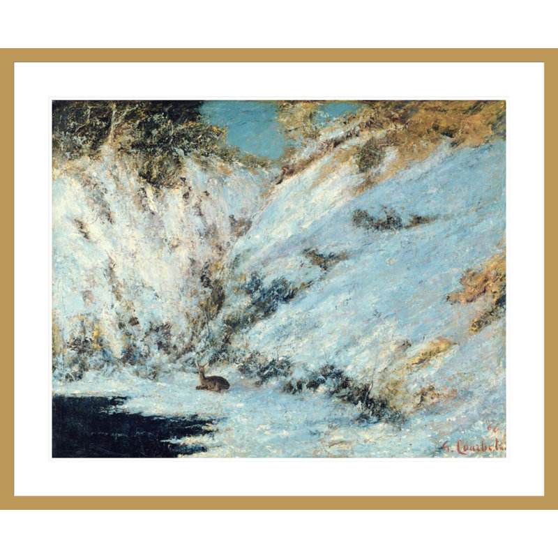 «Snowy Landscape» par Gustave Courbet, impression giclée encadrée, H 33,5 po x l 40,45 po