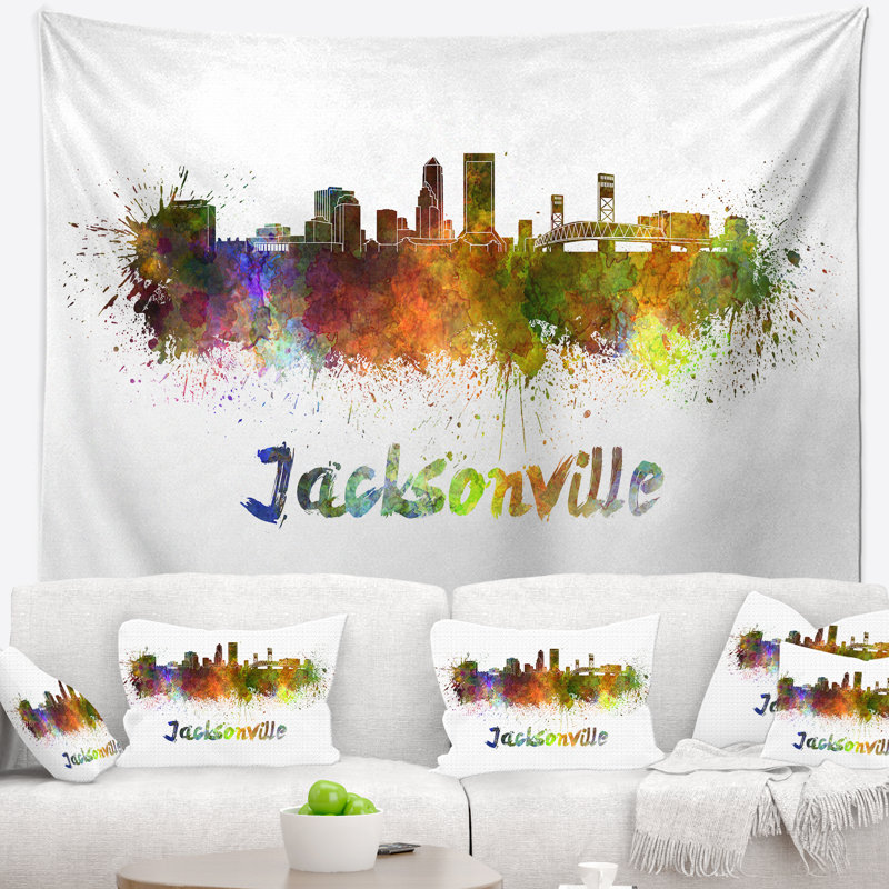 Jacksonville skyline tapisserie Cityscape, H 32 po x l 39 po