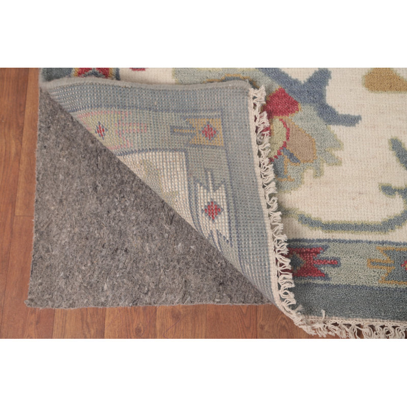 Tapis oriental fait à la main bleu Oushak 9 x 12