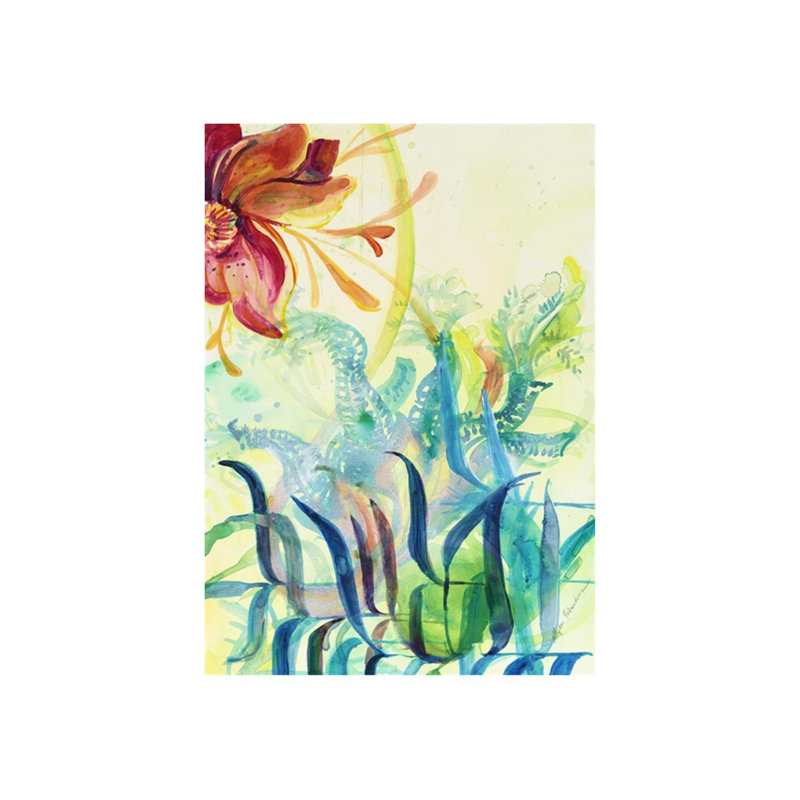 Tropique I - peinture sur toile tendue, H 76 po x l 54 po x P 1,5 po, Couche de verre