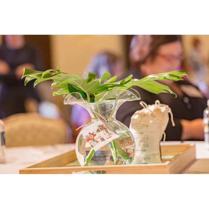Hibiscus Glass Vase, Overall height- 7", Clear