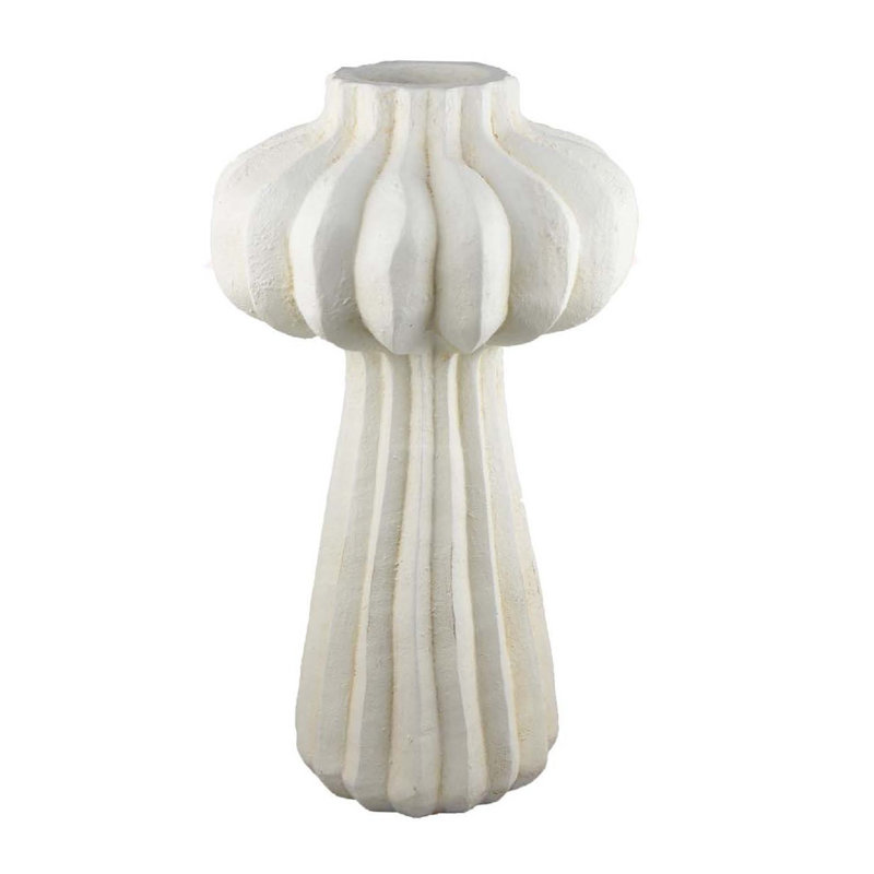 Vase décoratif Samo, ampoule texturée, résine blanche de 29 pouces, H 18 po x l 10 po x P 10 po