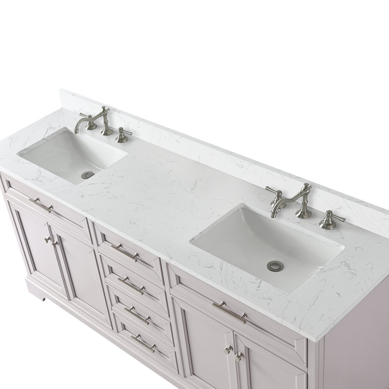 Thompson 72" W Double Bathroom Vanity, Taupe/Brushed Nickel
